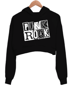 Punk Rock Kadın Crop Hoodie Kapüşonlu Sweatshirt