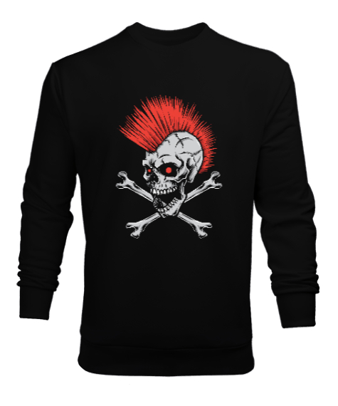 Punk Skull Siyah Erkek Sweatshirt