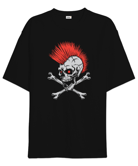 Punk Skull Siyah Oversize Unisex Tişört