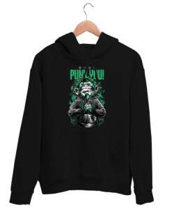 Punk You Tasarım Baskılı Siyah Unisex Kapşonlu Sweatshirt