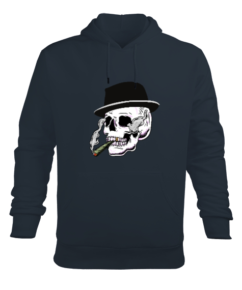 Puro içen kurukafa tasarımı Füme Erkek Kapüşonlu Hoodie Sweatshirt