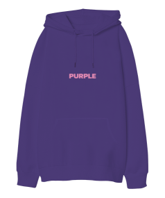 Purple Oversize Unisex Kapüşonlu Sweatshirt