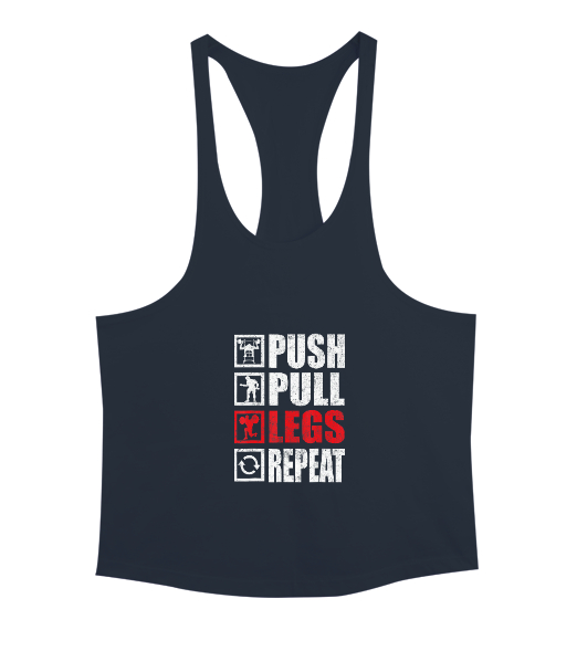 Push Pull Legs Repeat Bodybuilding Gym Fitness Füme Erkek Tank Top Atlet