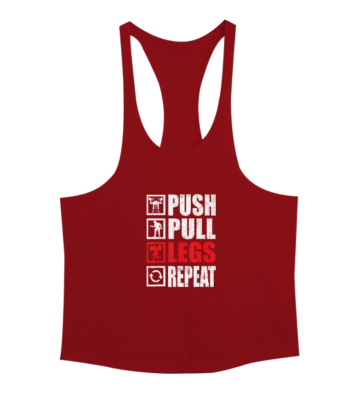 Push Pull Legs Repeat Bodybuilding Gym Fitness Kırmızı Erkek Tank Top Atlet