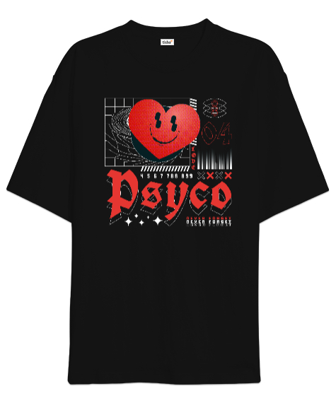 Pysco - Psiko Siyah Oversize Unisex Tişört