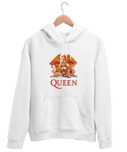 Queen dizayn, Sevgili için hediye, Doğum günü hediyesi, İlk tanışma Beyaz Unisex Kapşonlu Sweatshirt