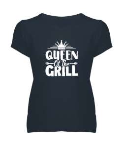 Queen Of The Grill - Izgara Kraliçesi Füme Kadın V Yaka Tişört