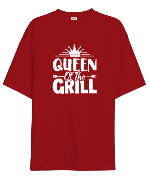 Tisho - Queen Of The Grill - Izgara Kraliçesi Kırmızı Oversize Unisex Tişört