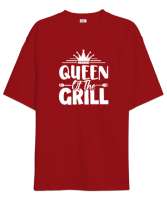 Queen Of The Grill - Izgara Kraliçesi Kırmızı Oversize Unisex Tişört - Thumbnail