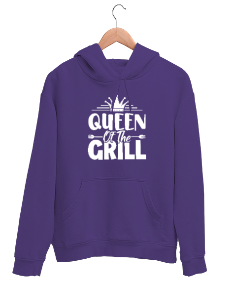 Tisho - Queen Of The Grill - Izgara Kraliçesi Mor Unisex Kapşonlu Sweatshirt