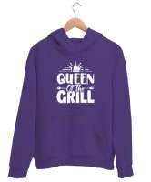 Queen Of The Grill - Izgara Kraliçesi Mor Unisex Kapşonlu Sweatshirt - Thumbnail