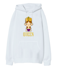 Queen Oversize Unisex Kapüşonlu Sweatshirt