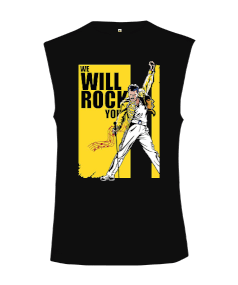 Queen We Will Rock You Rock Tasarım Baskılı Kesik Kol Unisex Tişört