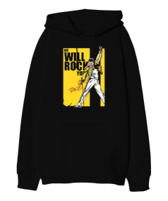 Queen We Will Rock You Rock Tasarım Baskılı Oversize Unisex Kapüşonlu Sweatshirt