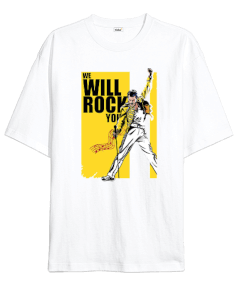 Queen We Will Rock You Rock Tasarım Baskılı Oversize Unisex Tişört