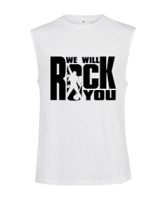 Queen We Will Rock You Tasarım Baskılı Kesik Kol Unisex Tişört