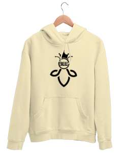 Queenbee - Kraliçe Arı Krem Unisex Kapşonlu Sweatshirt