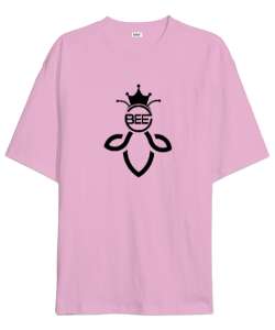 Queenbee - Kraliçe Arı Pembe Oversize Unisex Tişört