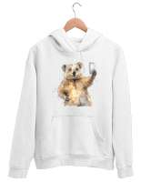 Quokka Selfie - Koaka Selfi Beyaz Unisex Kapşonlu Sweatshirt - Thumbnail