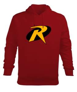 R HARFİ Kırmızı Erkek Kapüşonlu Hoodie Sweatshirt