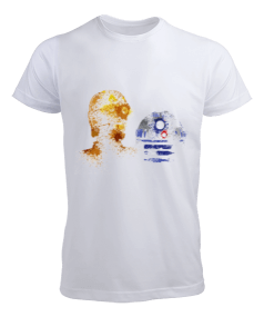 R2 D2 - C3PO el çizimi Erkek Tişört