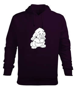 Rabbit Koyu Mor Erkek Kapüşonlu Hoodie Sweatshirt