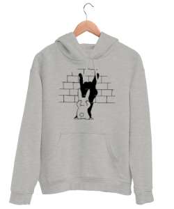 Rabbit Shadow - Tavşan Gölge Oyunu Gri Unisex Kapşonlu Sweatshirt