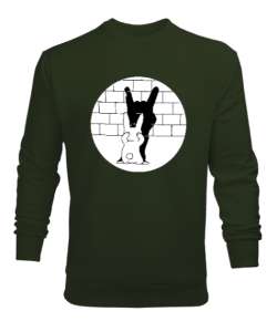Rabbit Shadow - Tavşan Gölge Oyunu Haki Yeşili Erkek Sweatshirt