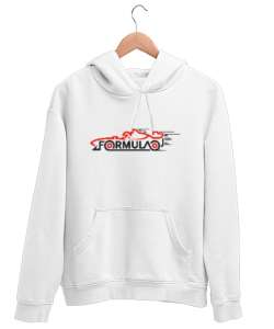 Racing Car - Yarış Arabası V3 Beyaz Unisex Kapşonlu Sweatshirt