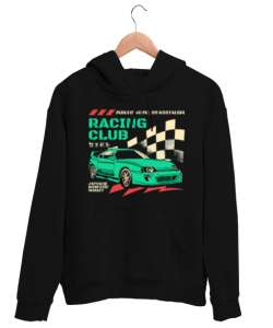 RACING CLUB Siyah Unisex Kapşonlu Sweatshirt