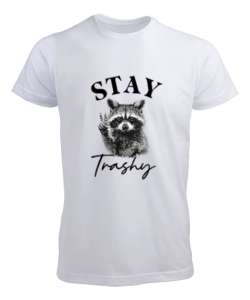 Racoon Stay Trashy Beyaz Erkek Tişört