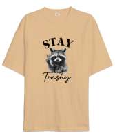 Racoon Stay Trashy Camel Oversize Unisex Tişört - Thumbnail