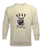 Racoon Stay Trashy Krem Erkek Sweatshirt - Thumbnail