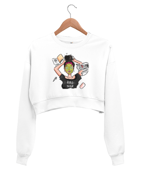 Rad Mom - Harika Anne Beyaz Kadın Crop Sweatshirt