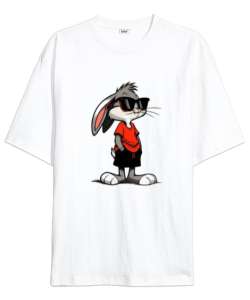 Rahat Bunny Beyaz Oversize Unisex Tişört