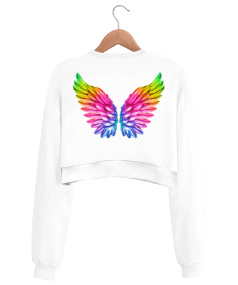 Rainbow Angel Kadın Crop Sweatshirt