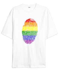 Rainbow Fingerprint Oversize Unisex Tişört