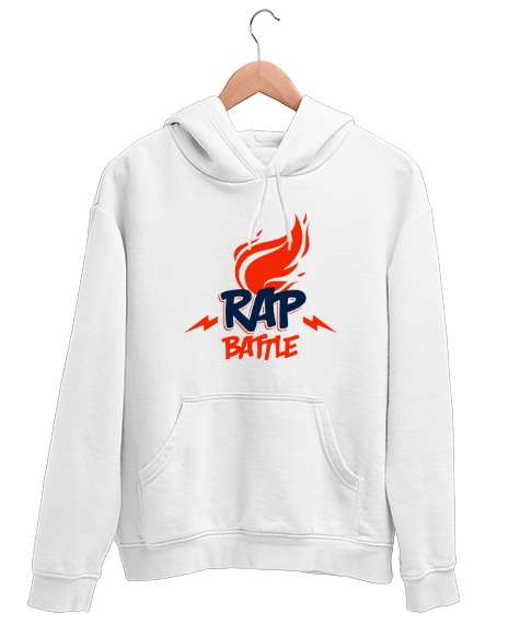 Tisho - Rap Battle - Rap Savaşları Beyaz Unisex Kapşonlu Sweatshirt