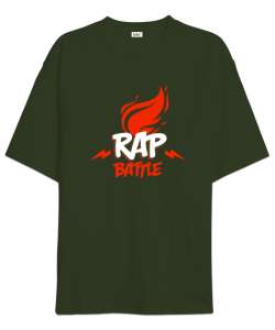 Rap Battle - Rap Savaşları Haki Yeşili Oversize Unisex Tişört