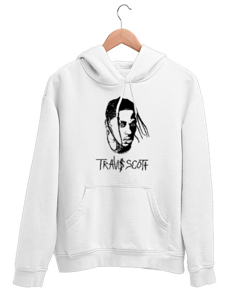 Tisho - RAP - Travis Scott Beyaz Unisex Kapşonlu Sweatshirt