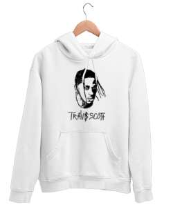 RAP - Travis Scott Beyaz Unisex Kapşonlu Sweatshirt