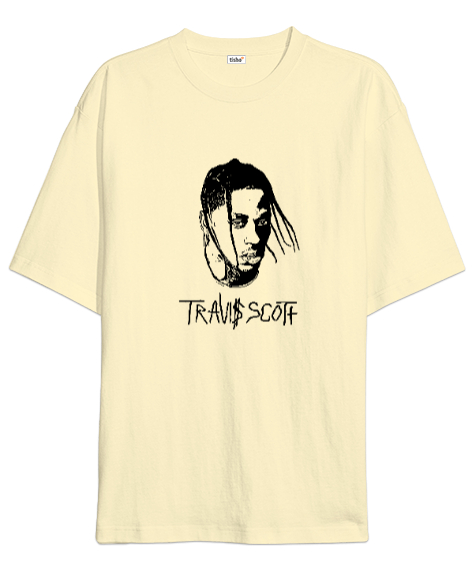 Tisho - RAP - Travis Scott Krem Oversize Unisex Tişört