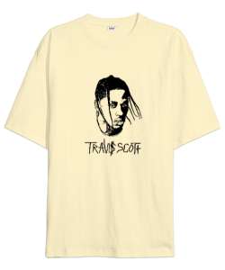 RAP - Travis Scott Krem Oversize Unisex Tişört