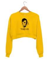 RAP - Travis Scott Sarı Kadın Crop Sweatshirt - Thumbnail