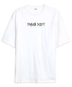 RAP - Travis Scott Sırt Baskılı Beyaz Oversize Unisex Tişört