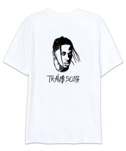 RAP - Travis Scott Sırt Baskılı Beyaz Oversize Unisex Tişört