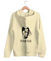 RAP - Travis Scott Sırt Baskılı Krem Unisex Kapşonlu Sweatshirt - Thumbnail