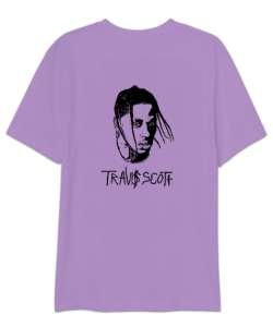 RAP - Travis Scott Sırt Baskılı Lila Oversize Unisex Tişört