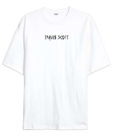 Tisho - RAP - Travis Scott Sırt Baskılı V2 Beyaz Oversize Unisex Tişört