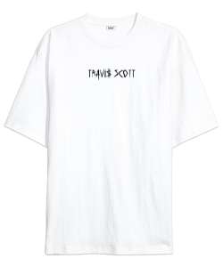 RAP - Travis Scott Sırt Baskılı V2 Beyaz Oversize Unisex Tişört